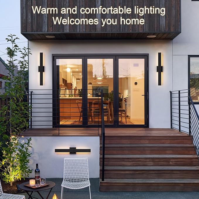 Modern Outdoor Wall Light Fixtures 27.2" Black Outdoor Porch Lights Exterior - Image 3