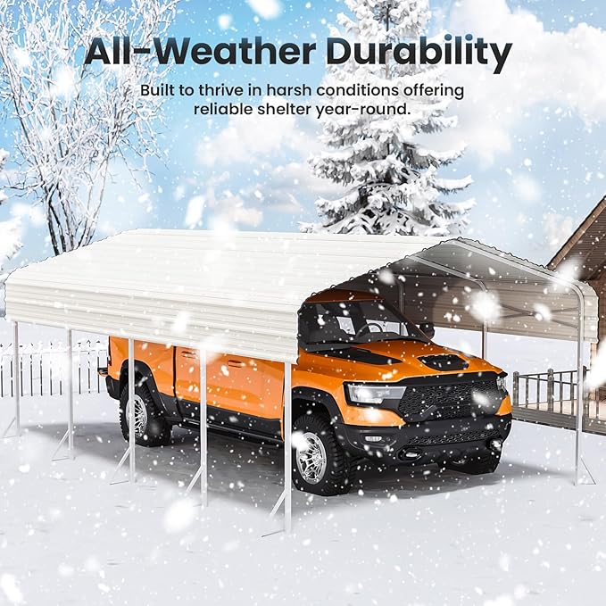 12x20' Heavy Duty Metal Carport – Sturdy Structure, All-Weather Protection - Image 6