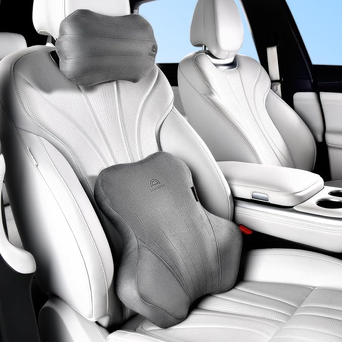 Coverado Car Lumbar Support Pillow and Car Neck Pillow Kit, Ergonomic Design by COVERADOAUTO