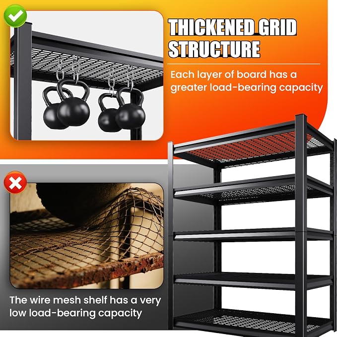 Large Garage Shelving, 5-Tier Garage Storage Shelves 3000LBS Heavy Duty - Image 5