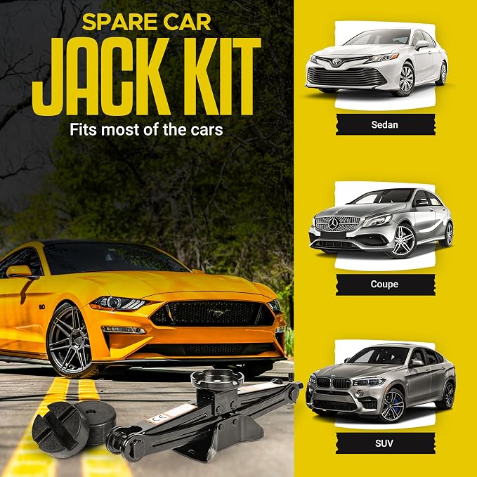 Car Jack Kit/ 2.5 Ton/5512 Pounds Universal Scissor Jack Kit - Image 2