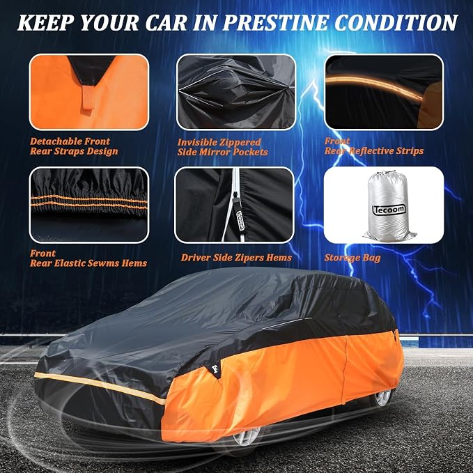 Waterproof Car Cover for Automobiles, All Weather Full Exterior Covers Fit for - Image 3