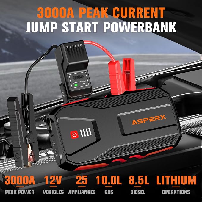 ASPERX 3000A Jump Starter for Car Battery, 12V Portable Jump Box - Image 3