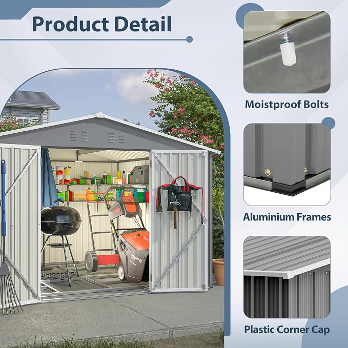 10X8 FT Outdoor Metal Storage Shed - Image 3
