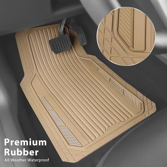 CAR PASS Heavy Duty Sporty Rubber Car Mats, Deep Dish All Weather Car Floor - Image 2