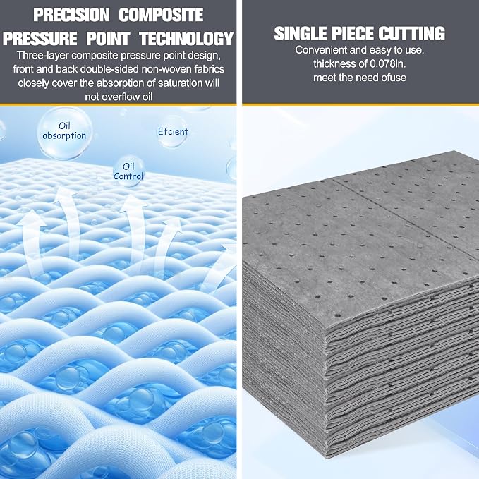 10PC Oil Absorbent Pads | 13"X10" Meltblown Polypropylene Mats, Hand-Tear Lines - Image 5
