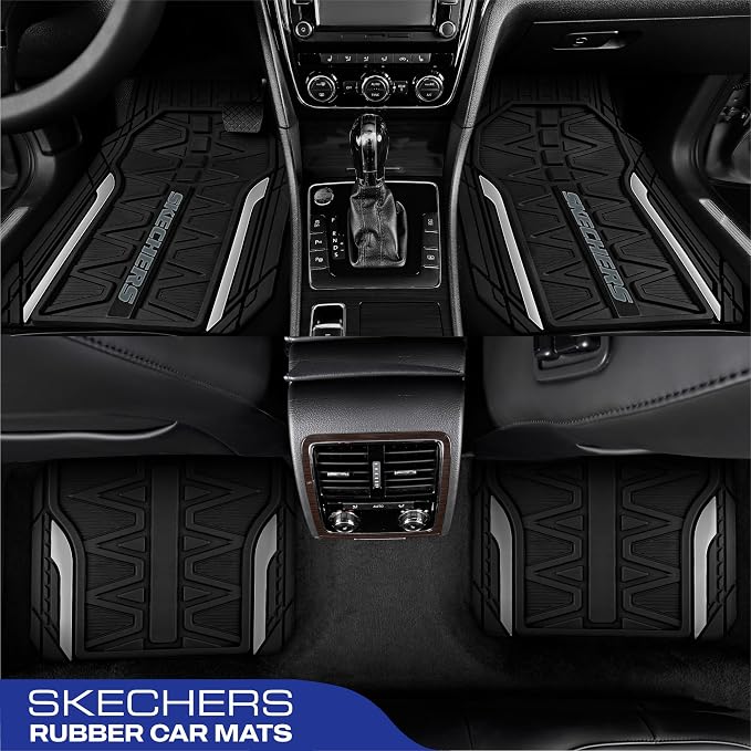 Skechers Heavy Duty Rubber Car Mats Full Set, All Weather Floor Mats, - Image 3