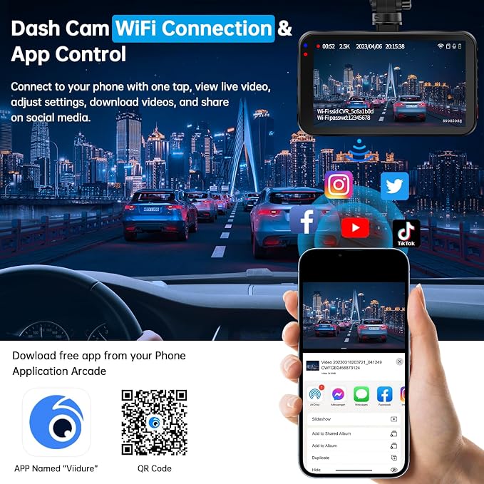 Dash Cam Front and Rear, Dash Camera - Image 3