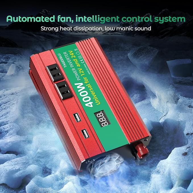 400W Power Inverter, DC 12V/24V to 110V AC Car Inverter - Image 5