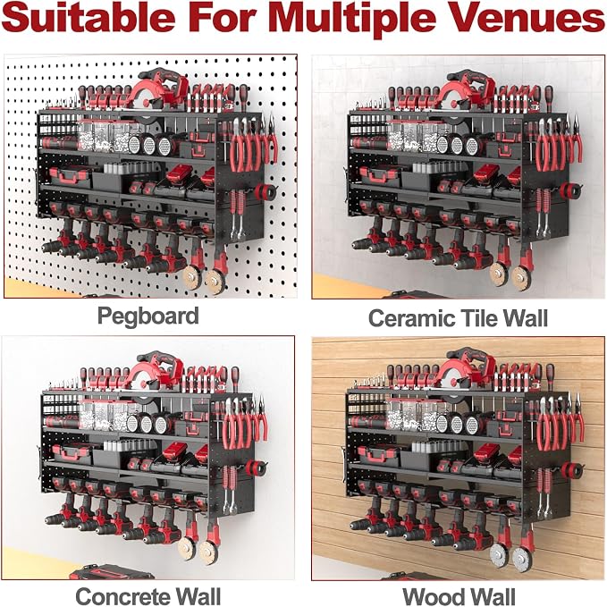 Power Tool Organizer Wall Mount, 4 Tier Tool Storage Rack - Image 6