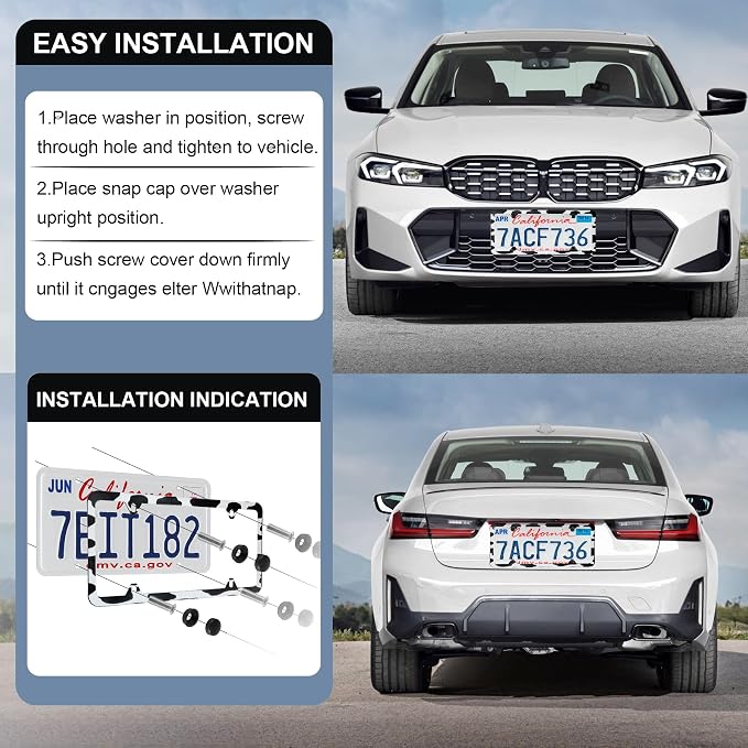 LivTee 4 Holes Stainless Steel License Plate Frames, Automotive Exterior - Image 5