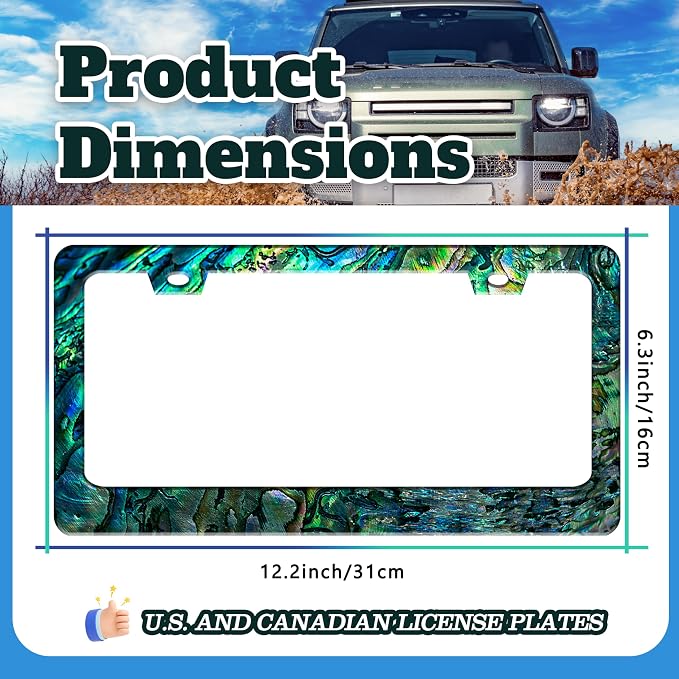Faux Abalone License Plate Frame Funny Stainless Steel License Plate Holder - Image 3