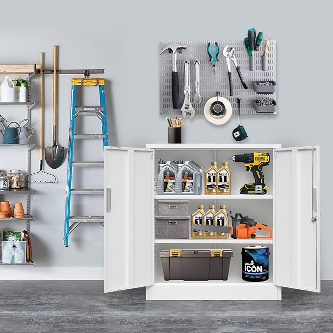 Metal Storage Cabinet with Locking Doors and Adjustable Shelves, 36.2" H Steel - Image 5