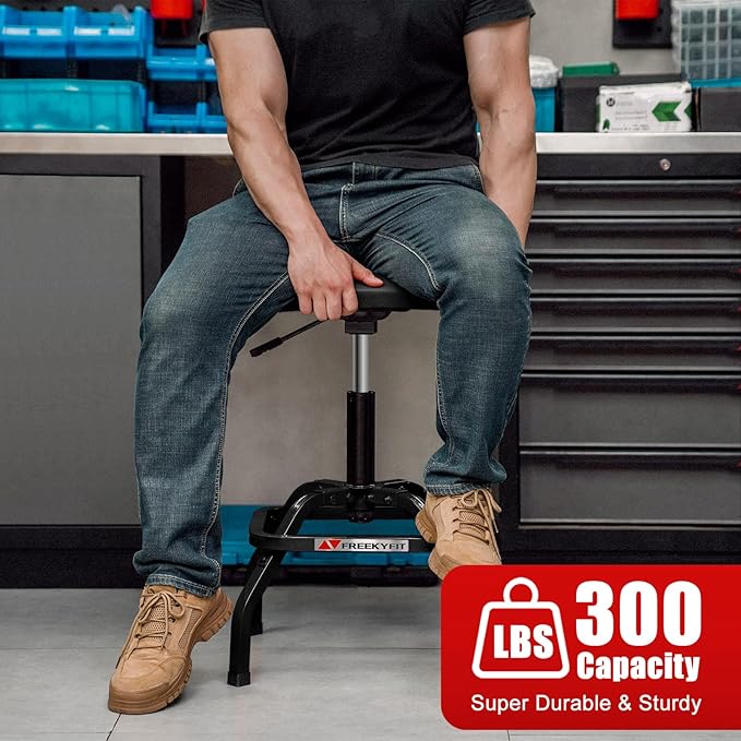 Shop Stool with Backrest, Mechanic Garage Stool - Image 3
