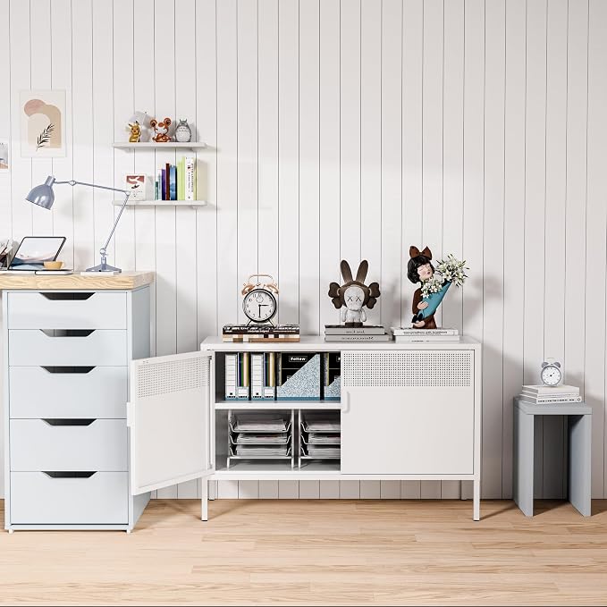 2 Door Storage Sideboard, Metal Storage Cabinet - Image 4