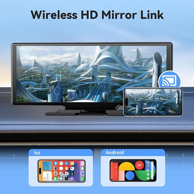 10.26" HD Wireless Car Stereo for Carplay & Android Auto, Portable Touch Screen - Image 6