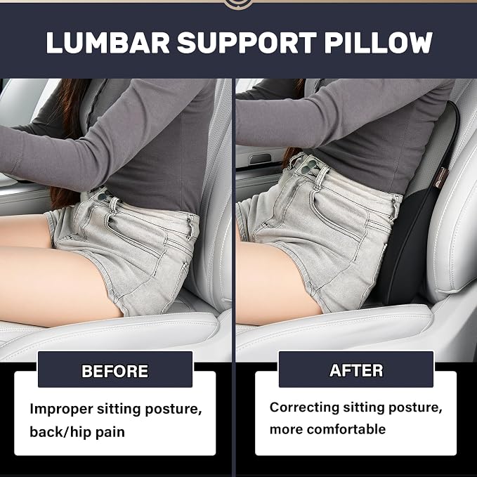 Coverado Lumbar Support Pillow for Car, Ergonomic Memory Foam Back Pillow for - Image 3