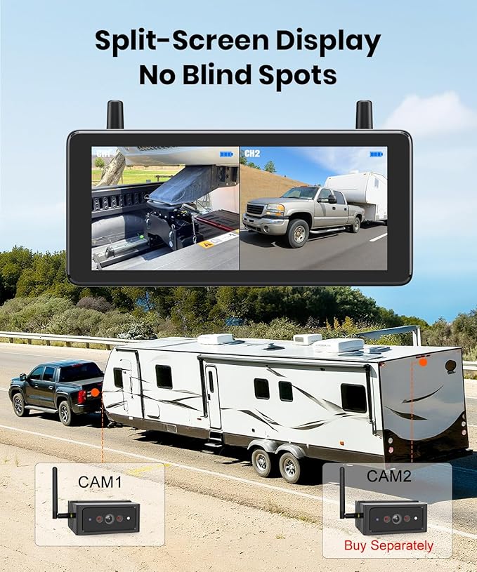 AUTO-VOX Wireless Backup Camera Magnetic:7.2" 1080P HD DVR Recording Monitor - Image 6
