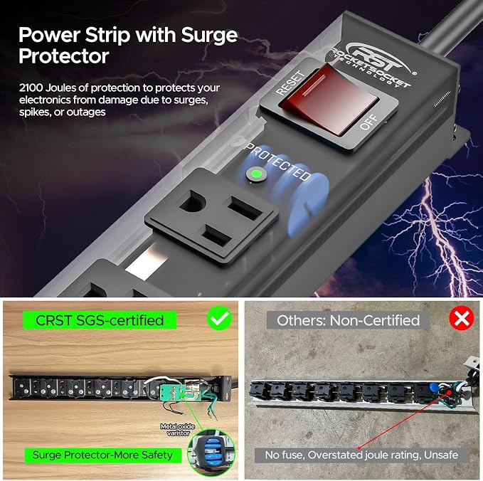 CRST 6 Outlet Heavy Duty Power Strip - Image 3