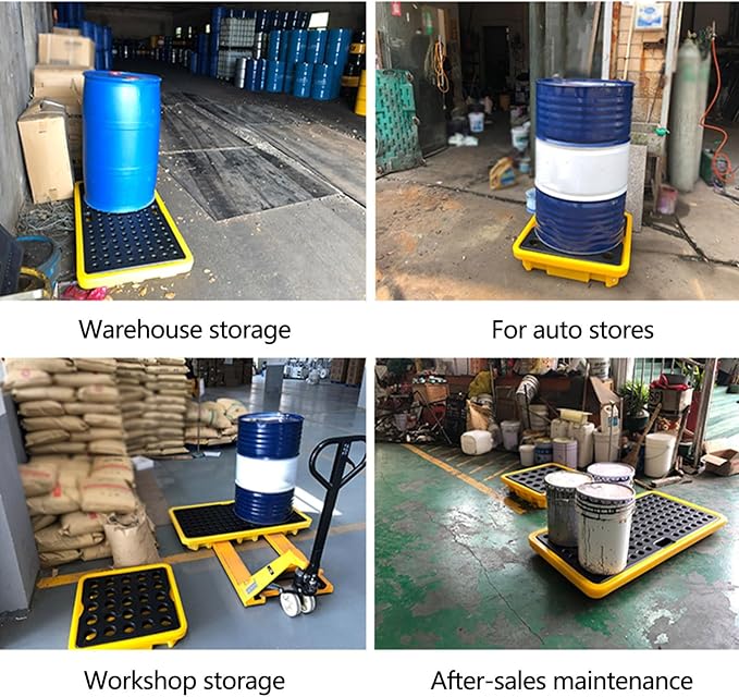 2 Drum Containment Spill Pallet, Polyethylene Low Profile Paint Bucket Tray - Image 7
