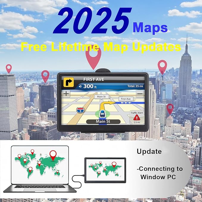 GPS Navigator for Car, Latest 2025 Map 7 inch Touch Screen Car GPS 256-16GB - Image 4