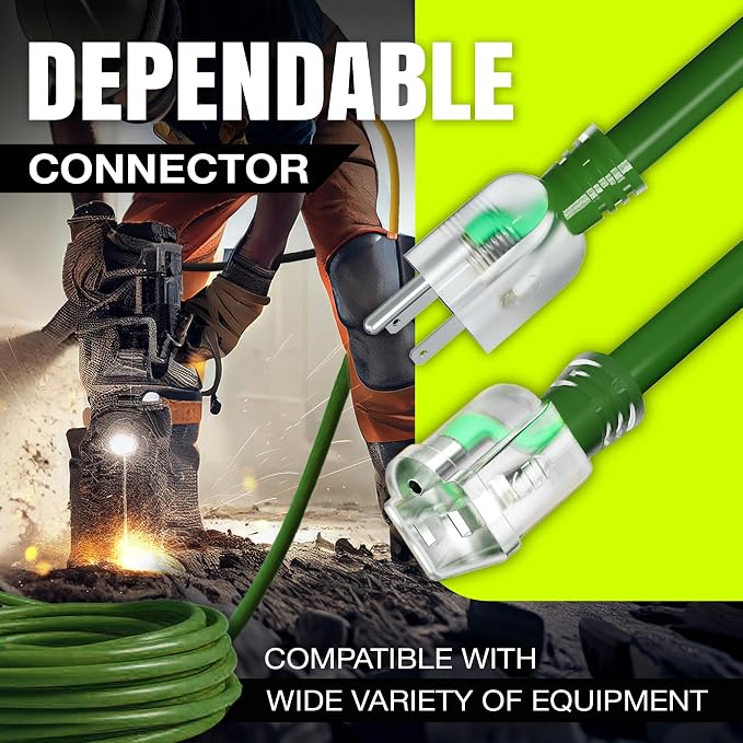 50ft Outdoor/Indoor Extension Cord 10/3 Gauge Ultra Heavy Duty 3 Prong SJTW - Image 4