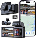 Pelsee P2 Trio 4K Dash Cam Front and Rear Inside WiFi, 64GB Card, by pelsee