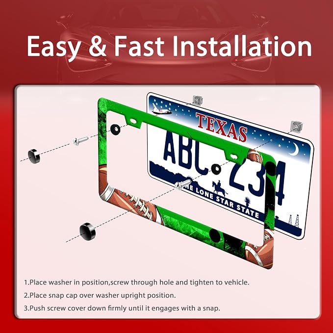 American Football License Plate Frame Funny Balls License Plate Holder Auto - Image 3