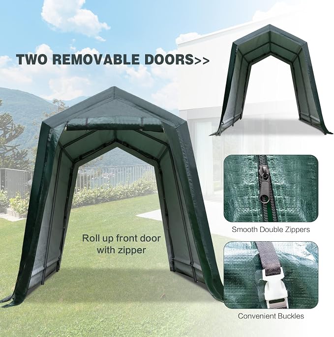 ERGOMASTER 6 Ft x 8 Ft Outdoor Carport Storage Shelter Metal Frame and - Image 4