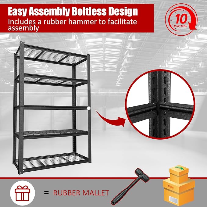 MUPATER 48" W x 20" D x 72" H Metal Storage Shelves, Garage Shelving Unit - Image 5