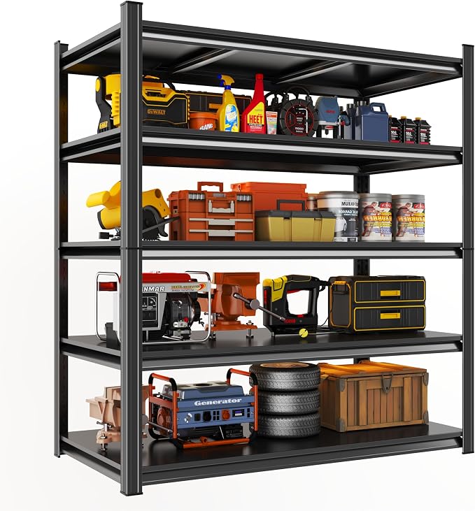 Garage Shelving, Adjustable 5-Tier Storage Shelves, Double-Thickened Columns by Notmise