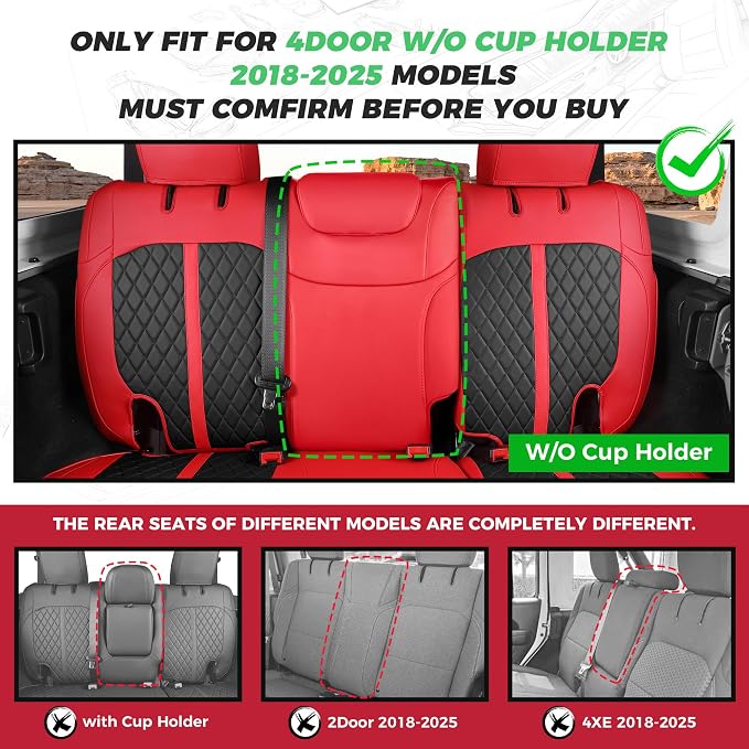 for Jeep Wrangler Seat Covers 4Door JL 2018 2019 2020 2021 2022 2023 2024 2025 - Image 2