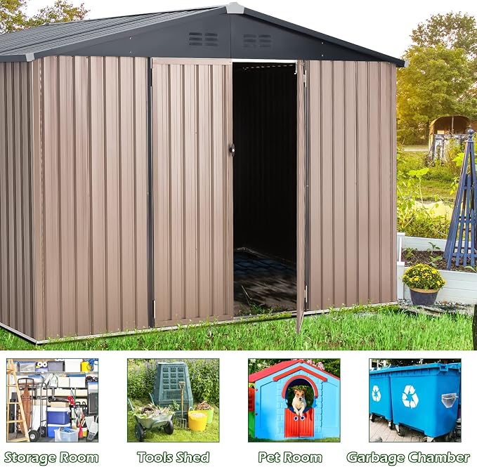 U-MAX 8' x 10' Shed Outdoor Storage Shed Clearance, Extra Large Yard Steel - Image 2