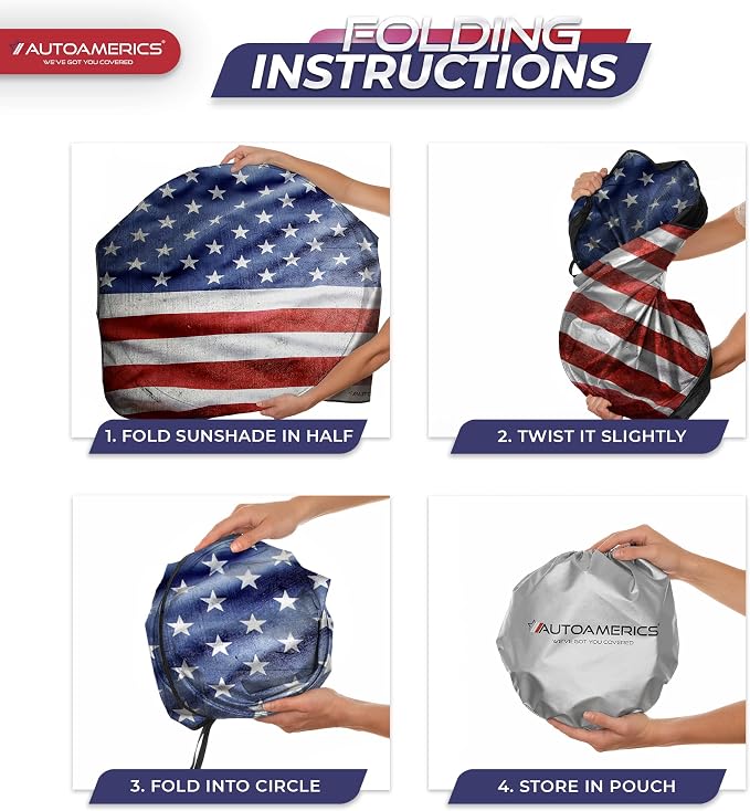 Autoamerics 1-Piece Windshield Sun Shade Grunge American Flag - Image 8
