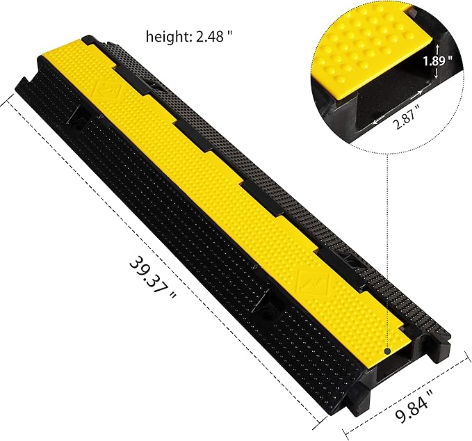 4 Pack Rubber Cable Ramp Hose Cable Protector Ramp 1 Channel 22000Lbs Load - Image 2