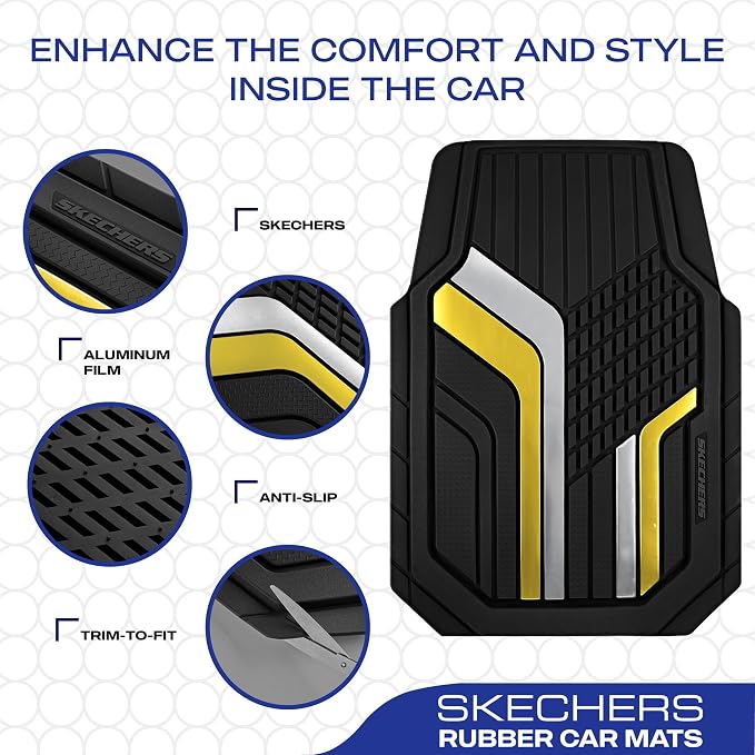 Skechers Heavy Duty Rubber Car Floor Mats, Dual Color Design Floor Mats - Image 4