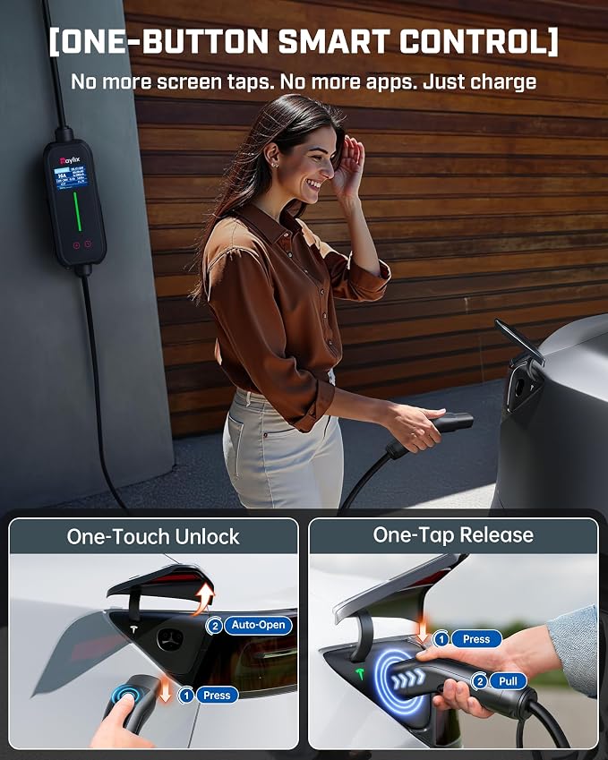 2025 Upgraded Level 1&2 Tesla Charger, 8-16A Adjustable Current, Timer & Smart - Image 2