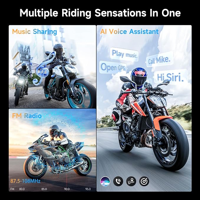 Moman Motorcycle Intercom, H2E Eagle-Like Helmet Headset Communication System - Image 5