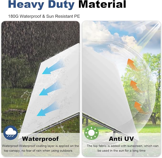 Grezone 10 x 20ft Heavy Duty Carport, Portable Car Tent Garage, All Season UV - Image 8