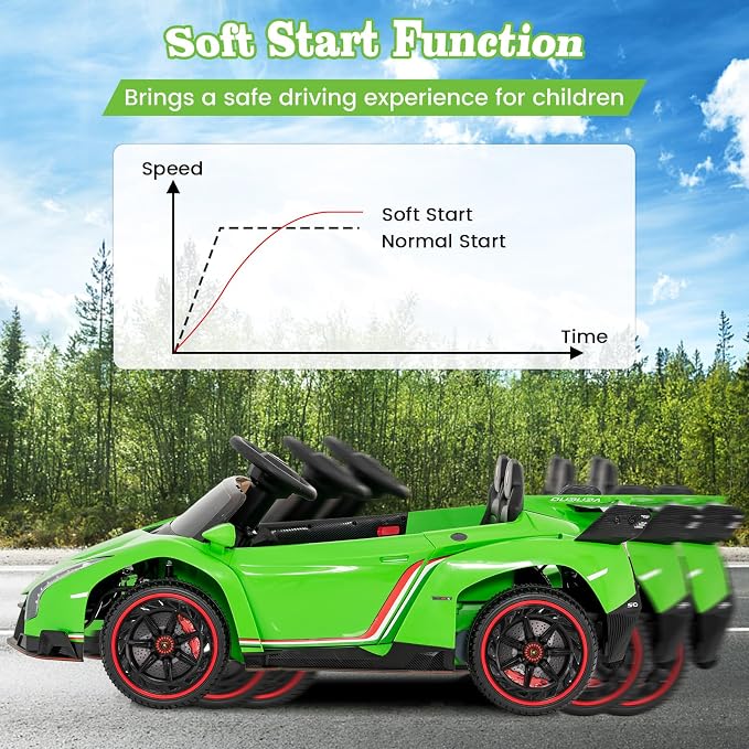 Costzon Ride on Car, Lamborghini Licensed 12V Battery Powered 4WD Sports Car - Image 6