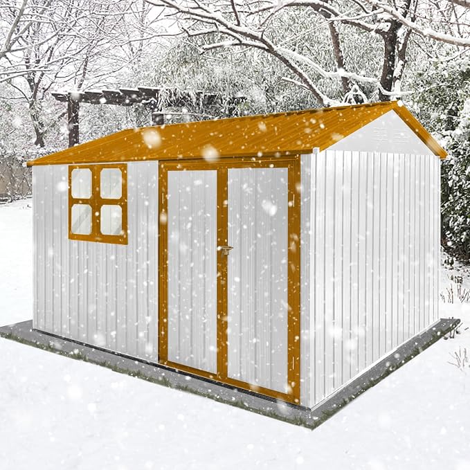 10 x 8 FT Outdoor Storage Shed, Metal Garden Tool Shed - Image 7