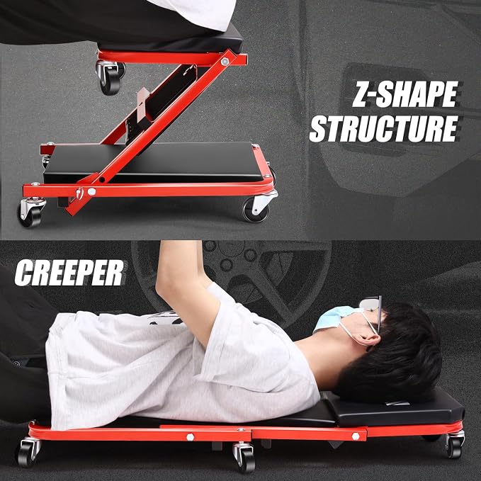 ‎DNA MOTORING TOOLS-00184 36 Inches 2 IN 1 Rolling Folding Car Creeper/Seat - Image 7