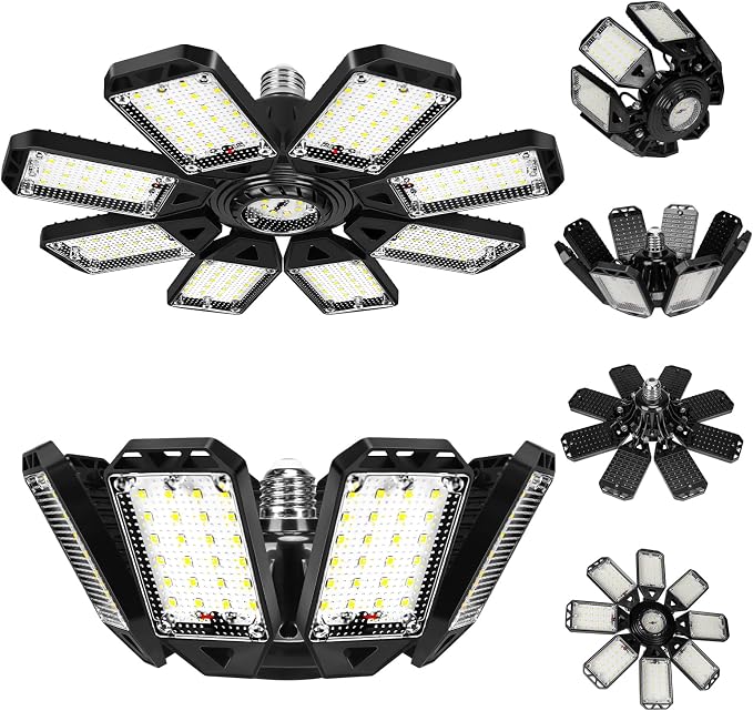 LED Garage Lights Bulb 8 Panels 2 Pack -200W, 20000LM 6500K Led Shop Light by Aoretic