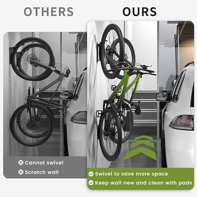 Swivel Bike Wall Mount, 150° Swivel Vertical Bike Rack Wall Hanger Holds up to - Image 4