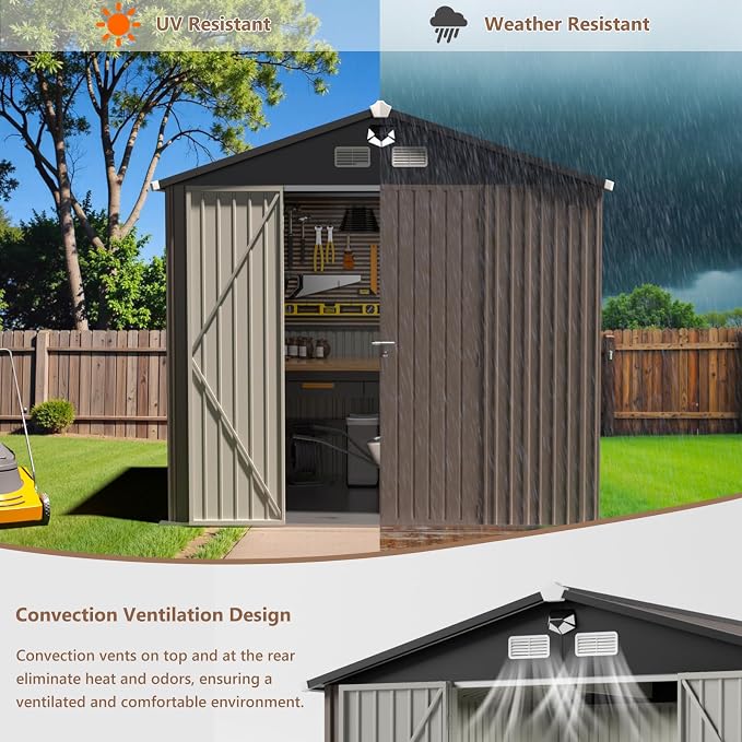 Outdoor Storage Shed 10x8 FT, Metal Tool Sheds, Waterproof Outside Storage Shed - Image 6