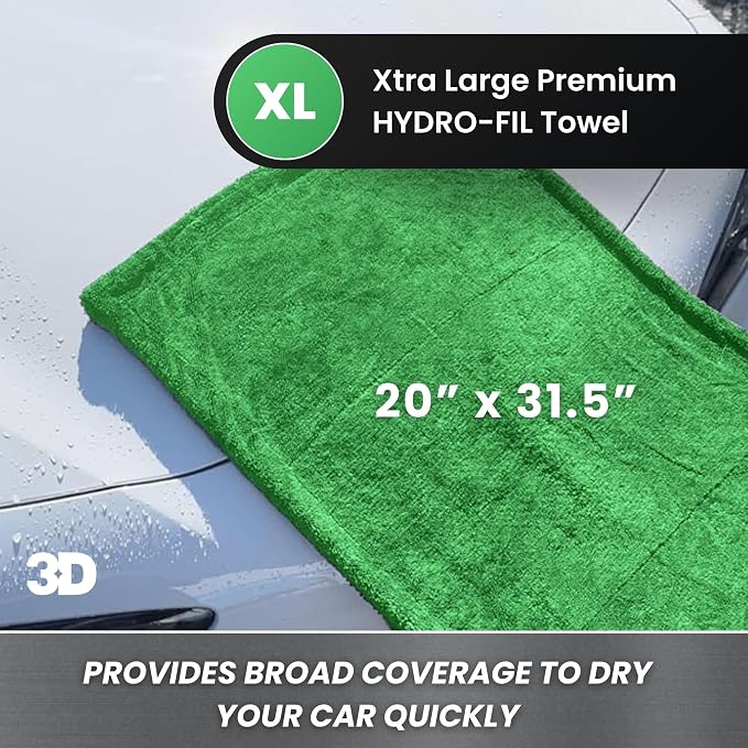 3D Hydro-FIL XL | Professional Grade Microfiber Towel | Extra Large 20” x 31.5” - Image 2