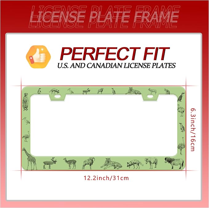 Personalized License Plate Frame Animals Stainless Steel Accessory Wolf Deer - Image 2
