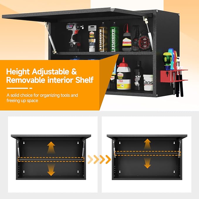 Metal Wall Cabinet with Up-flip Door, Metal Wall Storage Cabinet with - Image 4