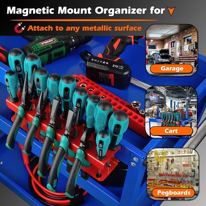 ULIBERMAGNET Magnetic Screwdriver Holder, Heavy Duty Pliers Metal Organizer Rack - Image 2