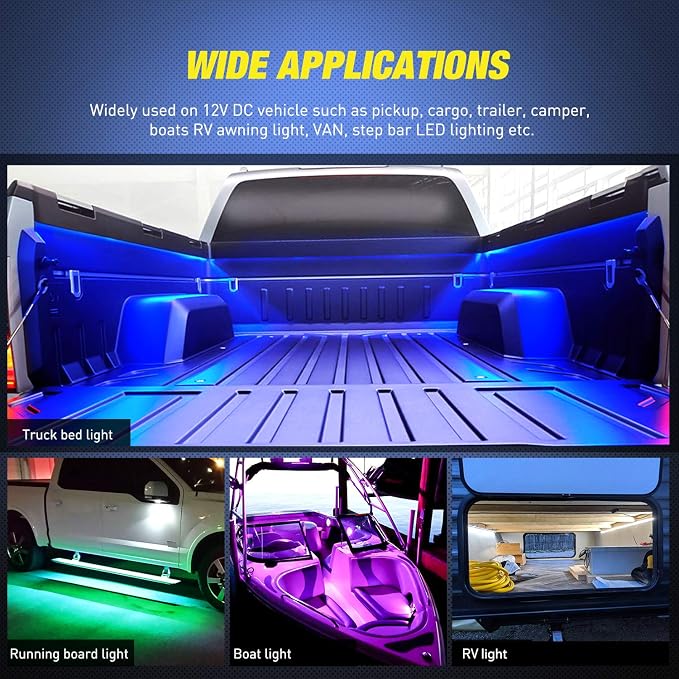 Nilight - TL-31 2PCS 60Inch RGB Truck Bed Light Strip Kit 180 LED RF Remote - Image 8